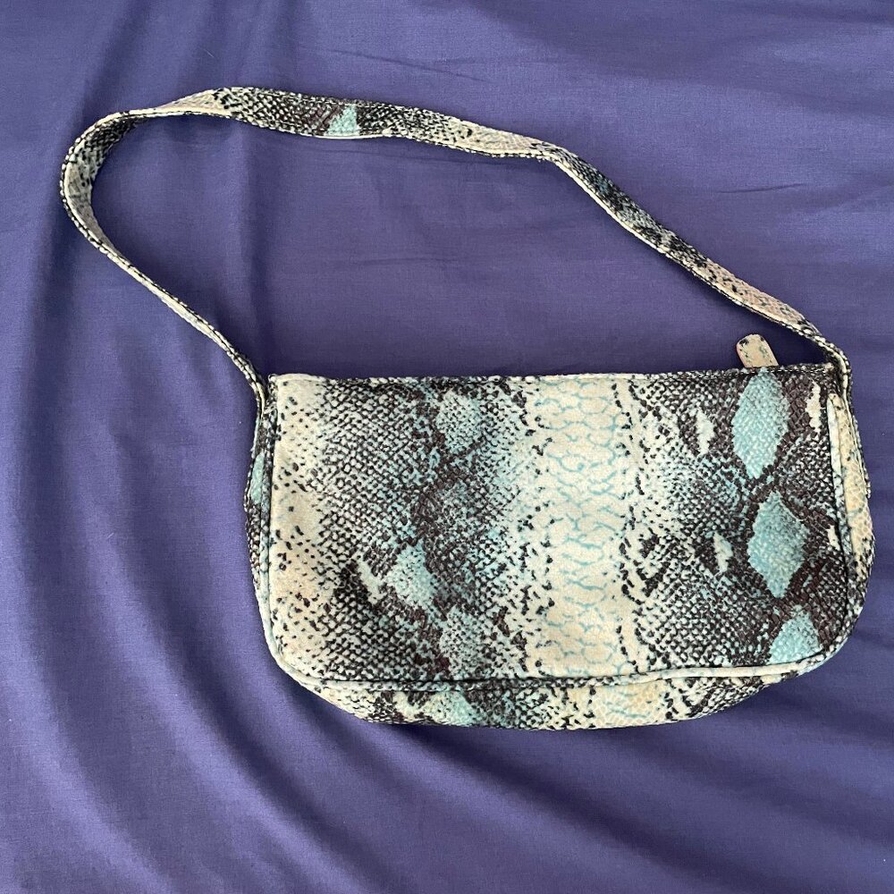 Turquoise snakeskin-print purse